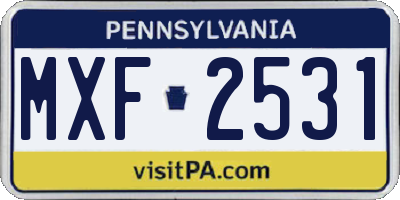 PA license plate MXF2531
