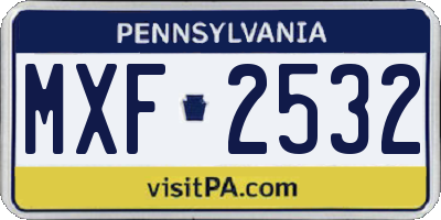 PA license plate MXF2532