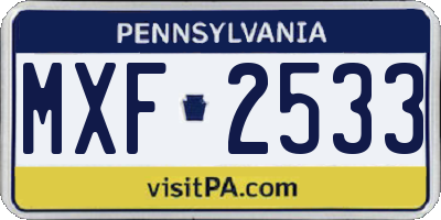PA license plate MXF2533