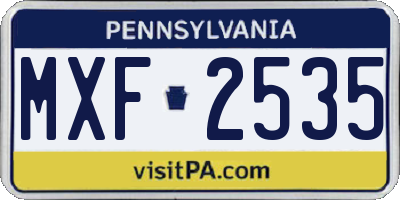 PA license plate MXF2535