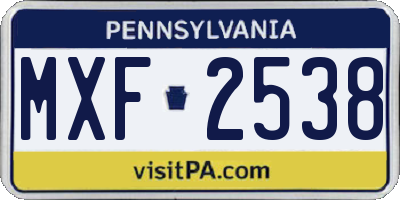 PA license plate MXF2538