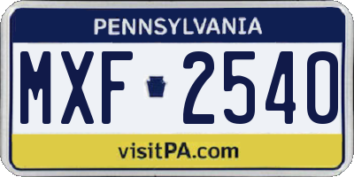 PA license plate MXF2540