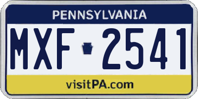 PA license plate MXF2541