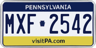 PA license plate MXF2542