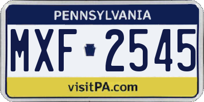 PA license plate MXF2545