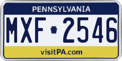 PA license plate MXF2546