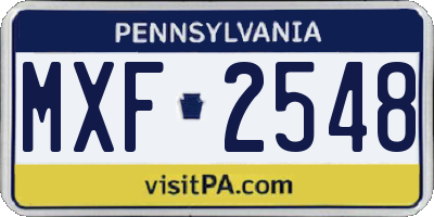 PA license plate MXF2548