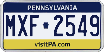PA license plate MXF2549