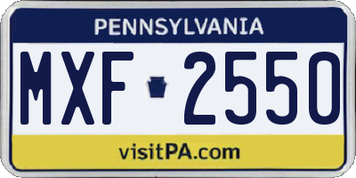 PA license plate MXF2550