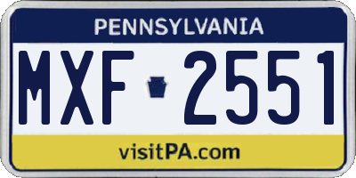 PA license plate MXF2551