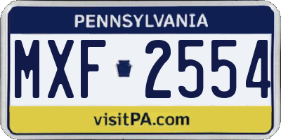 PA license plate MXF2554