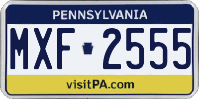 PA license plate MXF2555