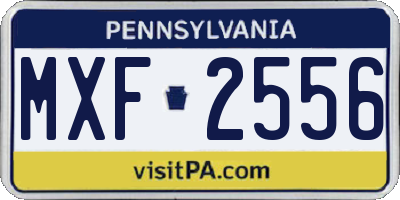 PA license plate MXF2556