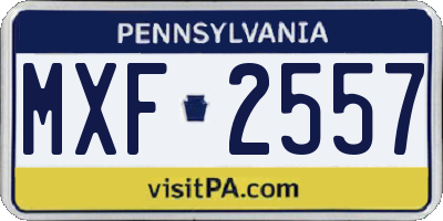PA license plate MXF2557