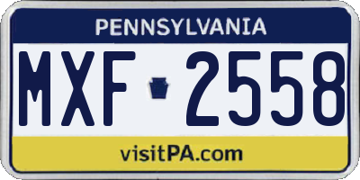 PA license plate MXF2558