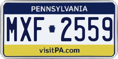 PA license plate MXF2559