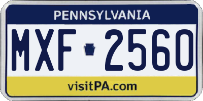 PA license plate MXF2560