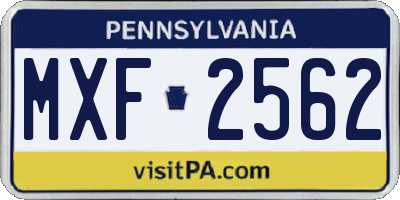 PA license plate MXF2562