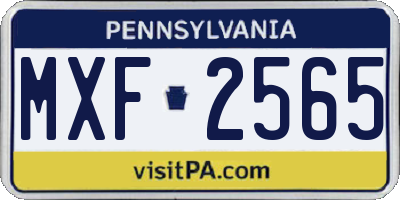 PA license plate MXF2565