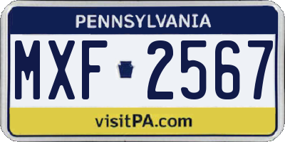 PA license plate MXF2567