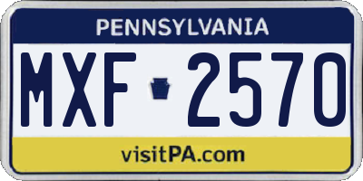 PA license plate MXF2570
