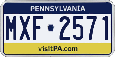 PA license plate MXF2571