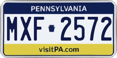 PA license plate MXF2572