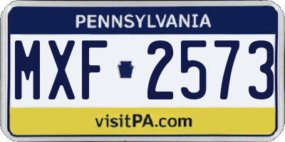 PA license plate MXF2573