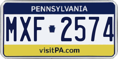 PA license plate MXF2574