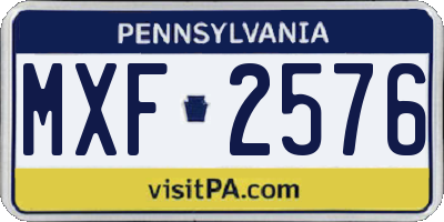 PA license plate MXF2576