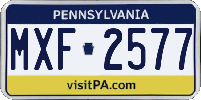 PA license plate MXF2577