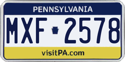 PA license plate MXF2578