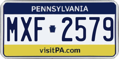 PA license plate MXF2579