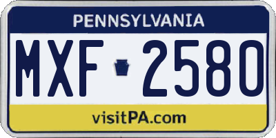 PA license plate MXF2580