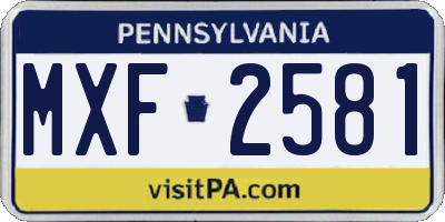 PA license plate MXF2581