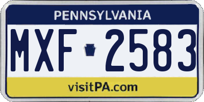 PA license plate MXF2583