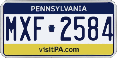 PA license plate MXF2584