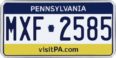 PA license plate MXF2585