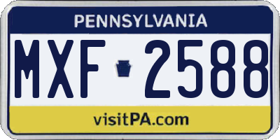 PA license plate MXF2588
