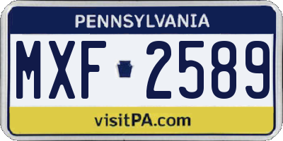 PA license plate MXF2589