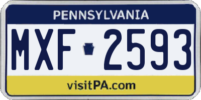 PA license plate MXF2593