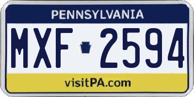 PA license plate MXF2594
