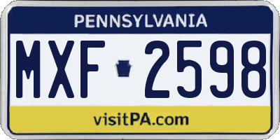 PA license plate MXF2598