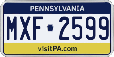 PA license plate MXF2599