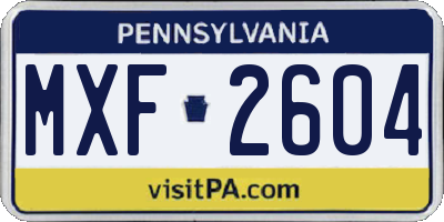 PA license plate MXF2604