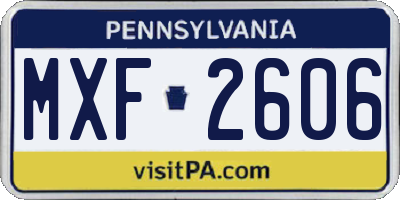 PA license plate MXF2606