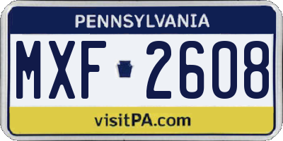 PA license plate MXF2608