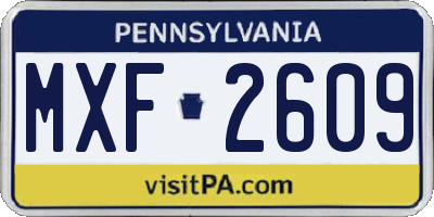 PA license plate MXF2609