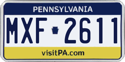 PA license plate MXF2611