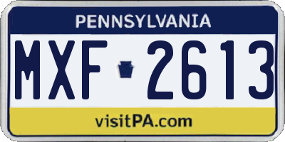 PA license plate MXF2613
